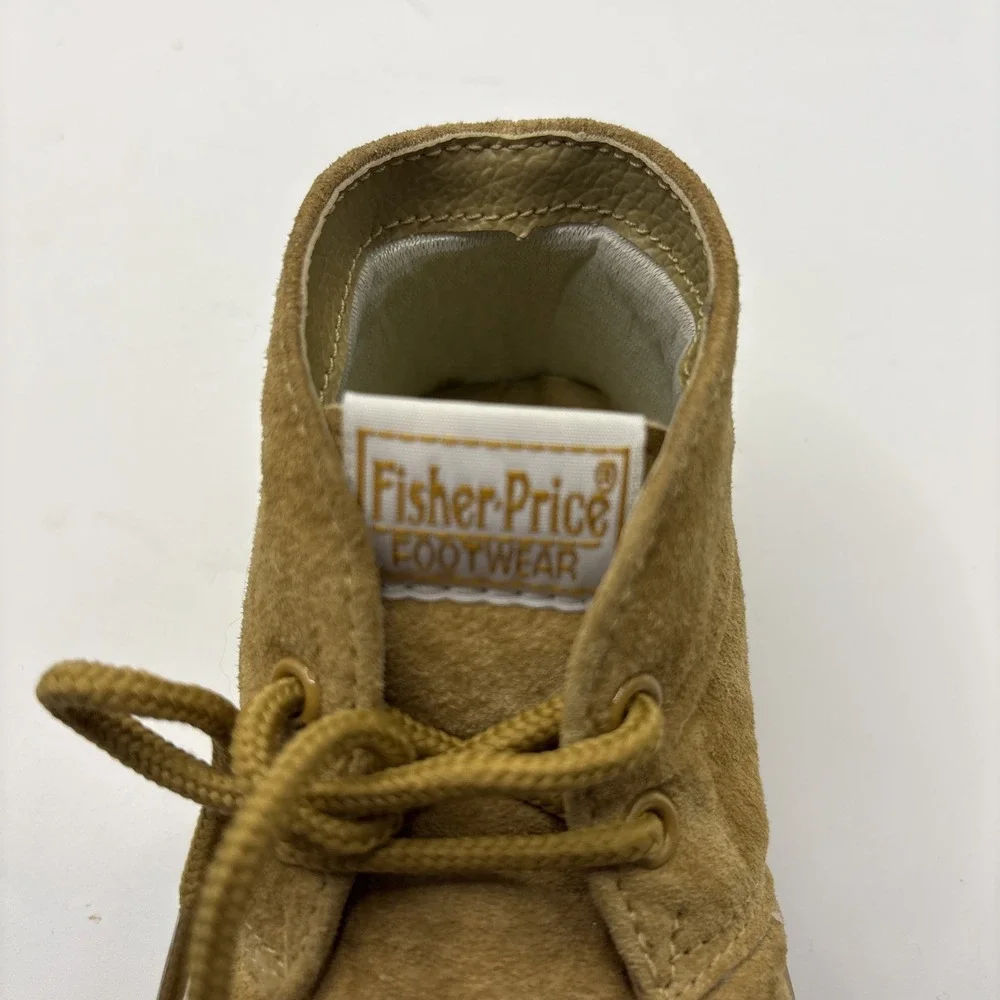 Vtg Fisher-Price Infant Toddler Tan Lace Up Chukka Suede Boots Booties Size 5